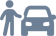 A green and blue pixel art background with the letter e.