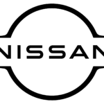 A green background with the word nissan in black.