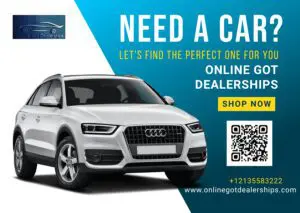 Online car dealership offering a white Audi for sale.