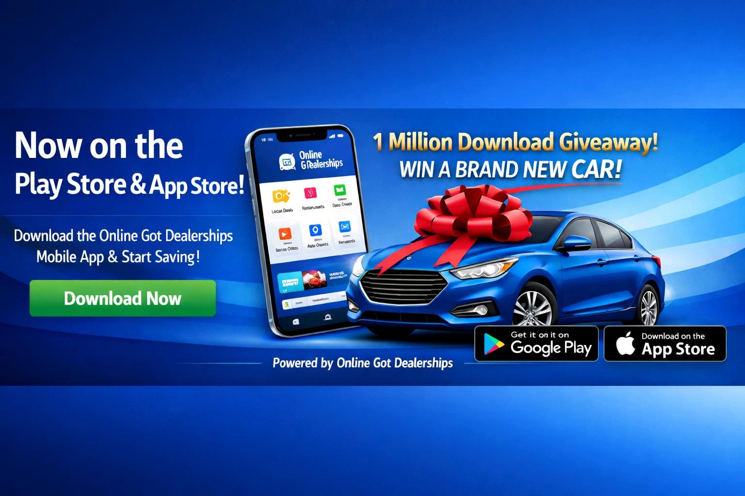 Advertisement for the Online Slot Gambling app with a car giveaway.